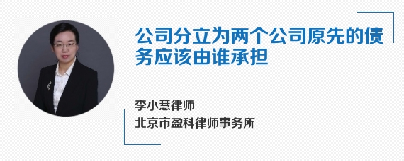 公司分立为两个公司原先的债务应该由谁承担