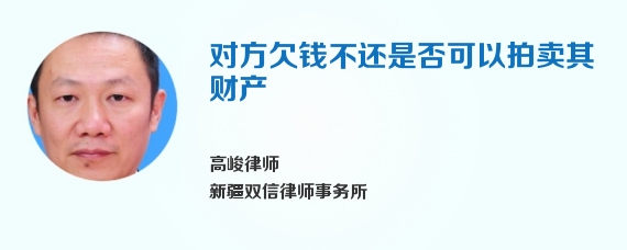 对方欠钱不还是否可以拍卖其财产