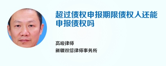超过债权申报期限债权人还能申报债权吗