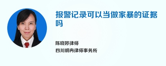 报警记录可以当做家暴的证据吗