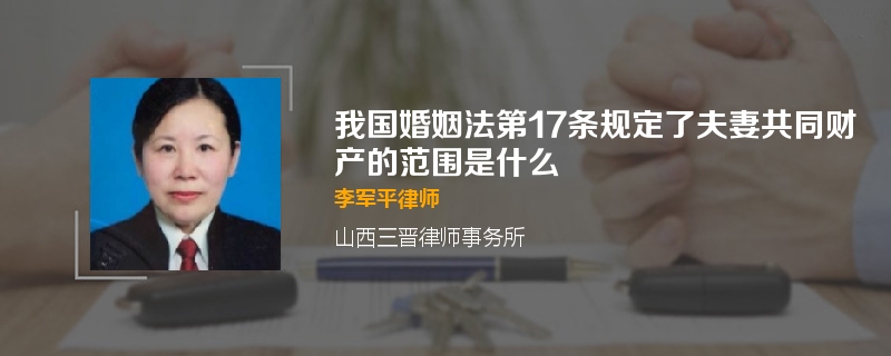 我国婚姻法第17条规定了夫妻共同财产的范围是什么