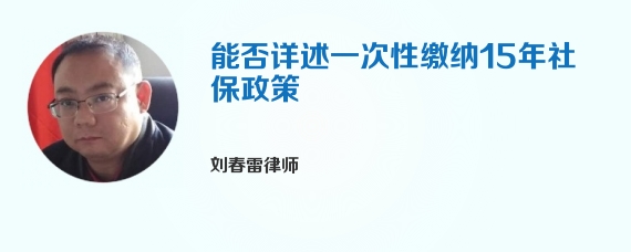 能否详述一次性缴纳15年社保政策