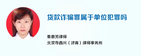 贷款诈骗罪属于单位犯罪吗