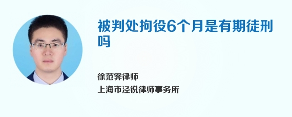 被判处拘役6个月是有期徒刑吗