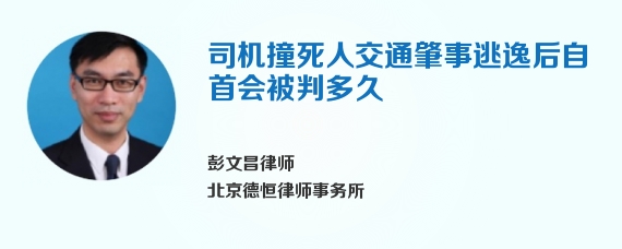 司机撞死人交通肇事逃逸后自首会被判多久