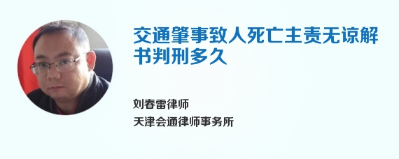 交通肇事致人死亡主责无谅解书判刑多久