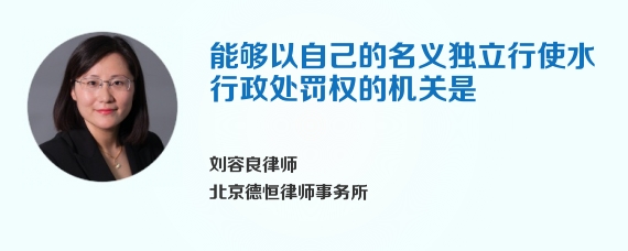 能够以自己的名义独立行使水行政处罚权的机关是