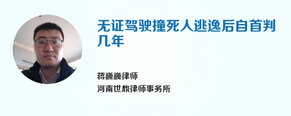 无证驾驶撞死人逃逸后自首判几年