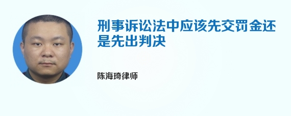 刑事诉讼法中应该先交罚金还是先出判决