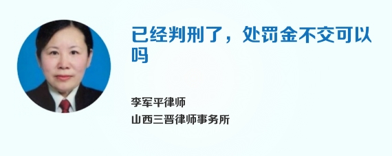 已经判刑了，处罚金不交可以吗