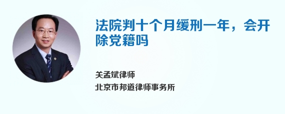 法院判十个月缓刑一年，会开除党籍吗