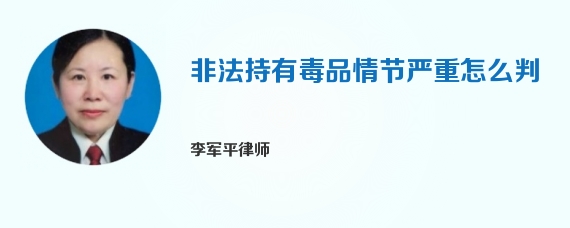 非法持有毒品情节严重怎么判