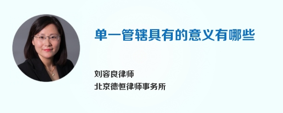 单一管辖具有的意义有哪些