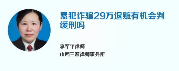 累犯诈骗29万退赃有机会判缓刑吗