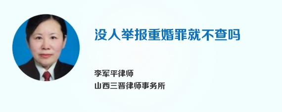 没人举报重婚罪就不查吗