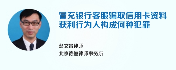 冒充银行客服骗取信用卡资料获利行为人构成何种犯罪