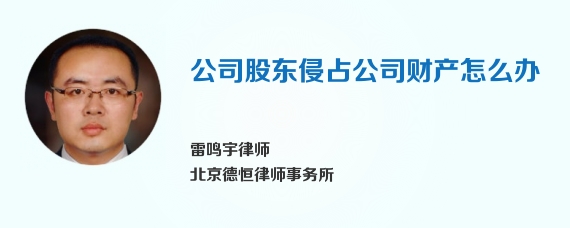 公司股东侵占公司财产怎么办