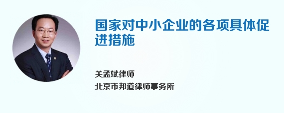国家对中小企业的各项具体促进措施