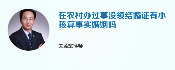 在农村办过事没领结婚证有小孩算事实婚姻吗