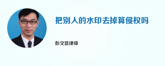 把别人的水印去掉算侵权吗