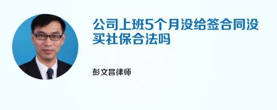 公司上班5个月没给签合同没买社保合法吗