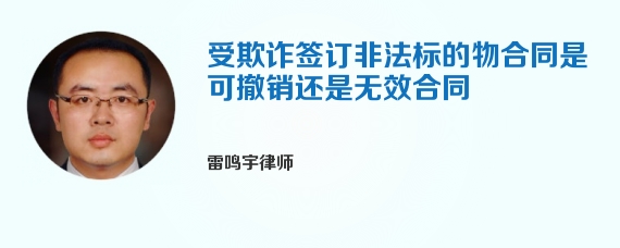 受欺诈签订非法标的物合同是可撤销还是无效合同