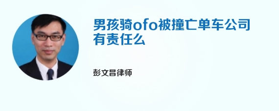 男孩骑ofo被撞亡单车公司有责任么