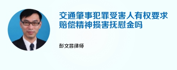 交通肇事犯罪受害人有权要求赔偿精神损害抚慰金吗