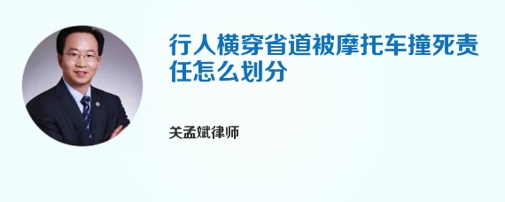 行人横穿省道被摩托车撞死责任怎么划分