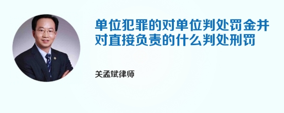 单位犯罪的对单位判处罚金并对直接负责的什么判处刑罚